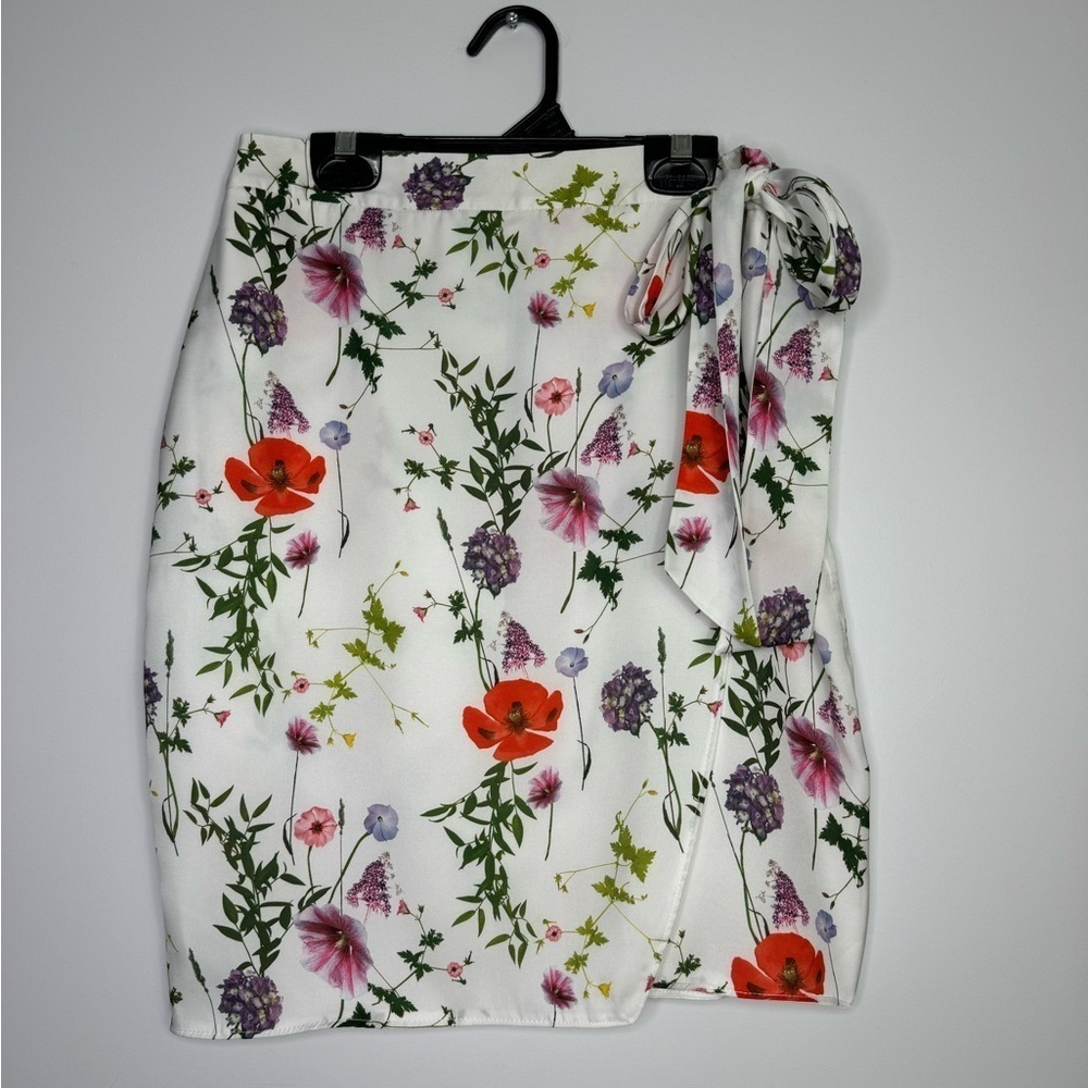 Ted Baker White floral Hedgerow Wrap Mini Skirt